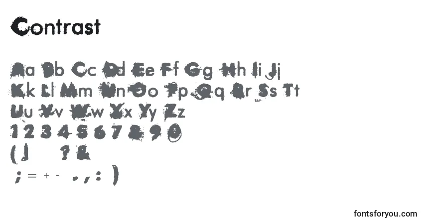 A fonte Contrast – alfabeto, números, caracteres especiais