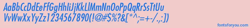 FavoritcondcItalic Font – Blue Fonts on Pink Background