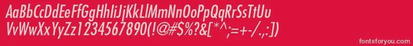 FavoritcondcItalic Font – Pink Fonts on Red Background