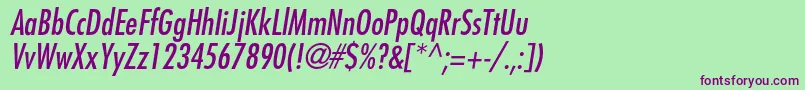 FavoritcondcItalic Font – Purple Fonts on Green Background