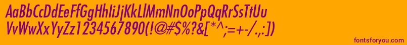 FavoritcondcItalic Font – Purple Fonts on Orange Background