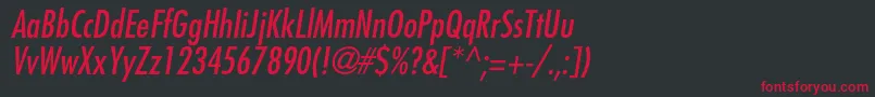 フォントFavoritcondcItalic – 黒い背景に赤い文字