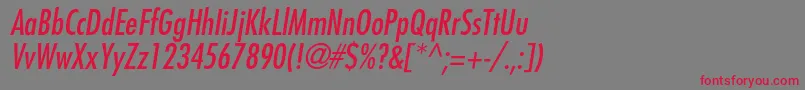 FavoritcondcItalic Font – Red Fonts on Gray Background