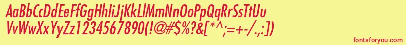 FavoritcondcItalic Font – Red Fonts on Yellow Background