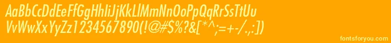 FavoritcondcItalic Font – Yellow Fonts on Orange Background