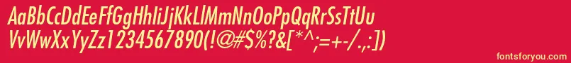 FavoritcondcItalic Font – Yellow Fonts on Red Background