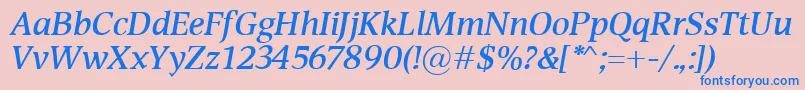 DevinSemiboldItalic Font – Blue Fonts on Pink Background