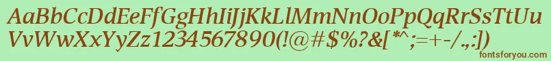 DevinSemiboldItalic Font – Brown Fonts on Green Background