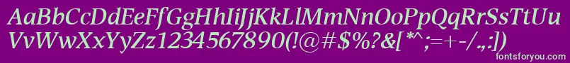 DevinSemiboldItalic Font – Green Fonts on Purple Background