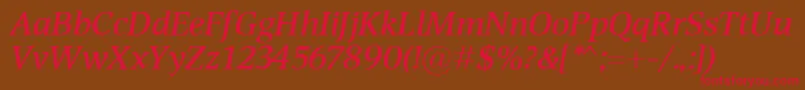 DevinSemiboldItalic Font – Red Fonts on Brown Background