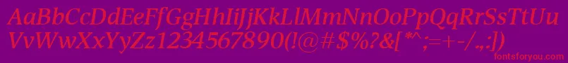 DevinSemiboldItalic Font – Red Fonts on Purple Background