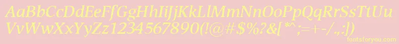 DevinSemiboldItalic Font – Yellow Fonts on Pink Background