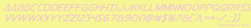 Postmasterital-Schriftart – Rosa Schriften auf gelbem Hintergrund