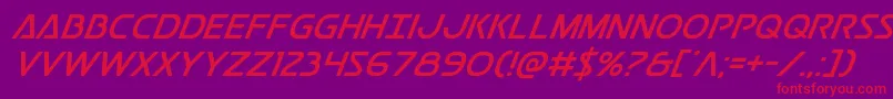 Czcionka Postmasterital – czerwone czcionki na fioletowym tle