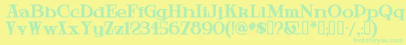 フォントHardlyworthit – 黄色い背景に緑の文字