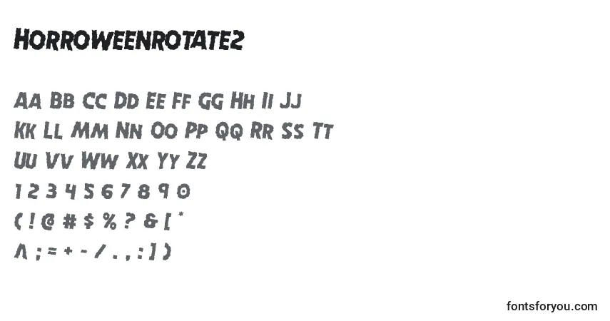 A fonte Horroweenrotate2 – alfabeto, números, caracteres especiais