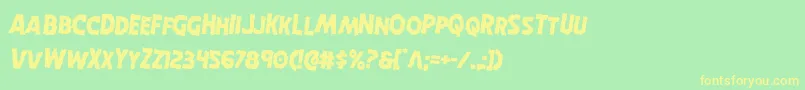 フォントHorroweenrotate2 – 黄色の文字が緑の背景にあります