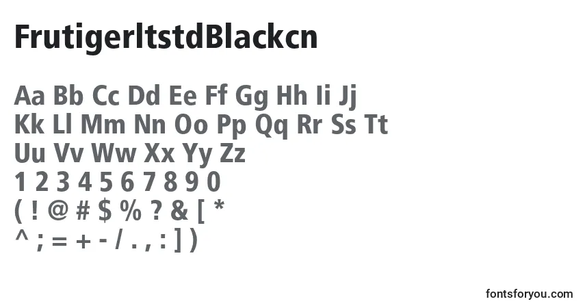 Czcionka FrutigerltstdBlackcn – alfabet, cyfry, specjalne znaki