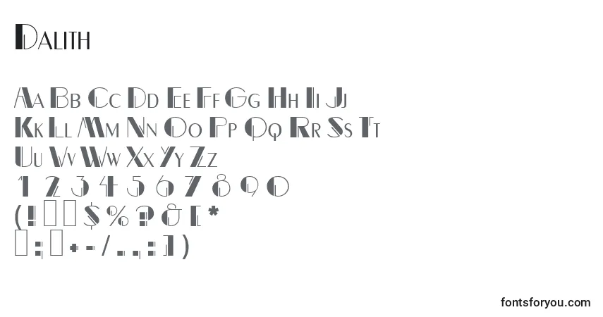 Schriftart Dalith – Alphabet, Zahlen, spezielle Symbole