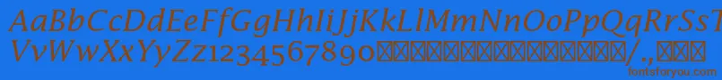 フォントLucidamathstdItalic – 茶色の文字が青い背景にあります。