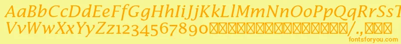 フォントLucidamathstdItalic – オレンジの文字が黄色の背景にあります。