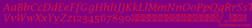 フォントLucidamathstdItalic – 紫の背景に赤い文字