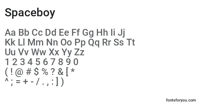Spaceboy-fontti – aakkoset, numerot, erikoismerkit