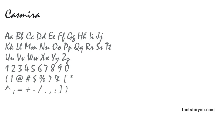 Шрифт Casmira – алфавит, цифры, специальные символы