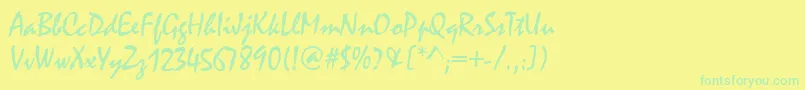 Casmira-Schriftart – Grüne Schriften auf gelbem Hintergrund