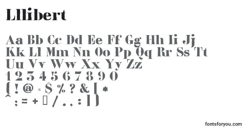 A fonte Lllibert – alfabeto, números, caracteres especiais