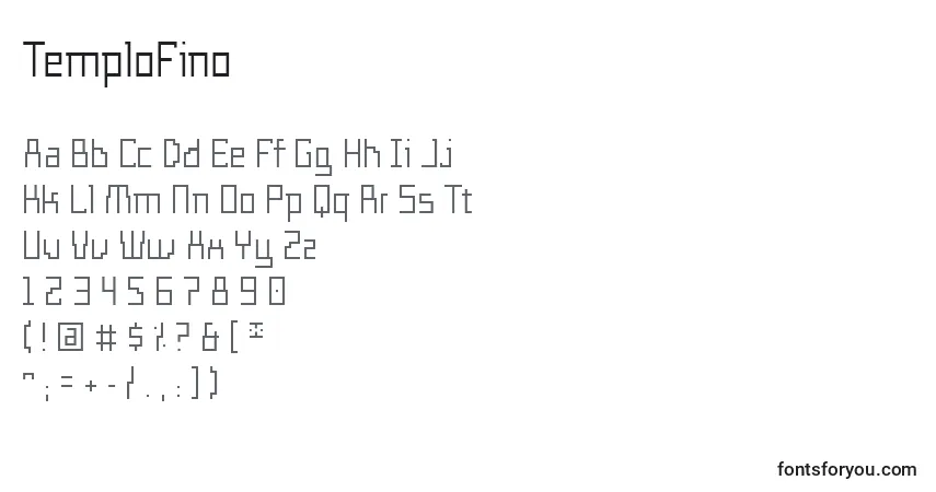 Schriftart TemploFino – Alphabet, Zahlen, spezielle Symbole