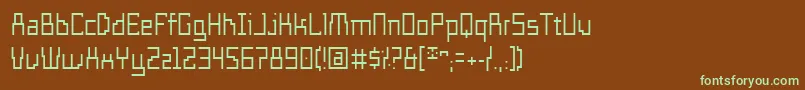 フォントTemploFino – 緑色の文字が茶色の背景にあります。
