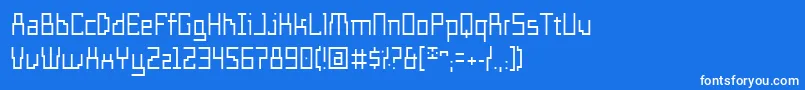 TemploFino-Schriftart – Weiße Schriften auf blauem Hintergrund