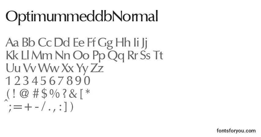 A fonte OptimummeddbNormal – alfabeto, números, caracteres especiais