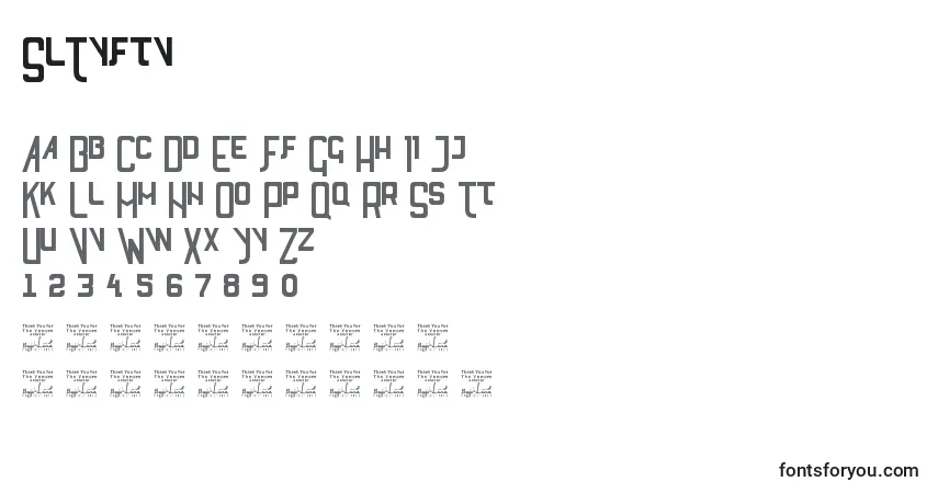 A fonte SlTyftv – alfabeto, números, caracteres especiais