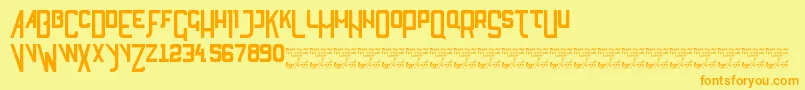 SlTyftv-Schriftart – Orangefarbene Schriften auf gelbem Hintergrund