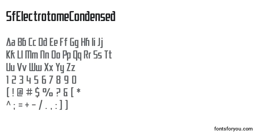 Шрифт SfElectrotomeCondensed – алфавит, цифры, специальные символы