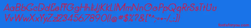 ClockerBoldItalic Font – Red Fonts on Blue Background