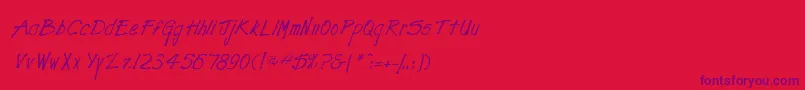 Fonte TightscrawlRegular – fontes roxas em um fundo vermelho