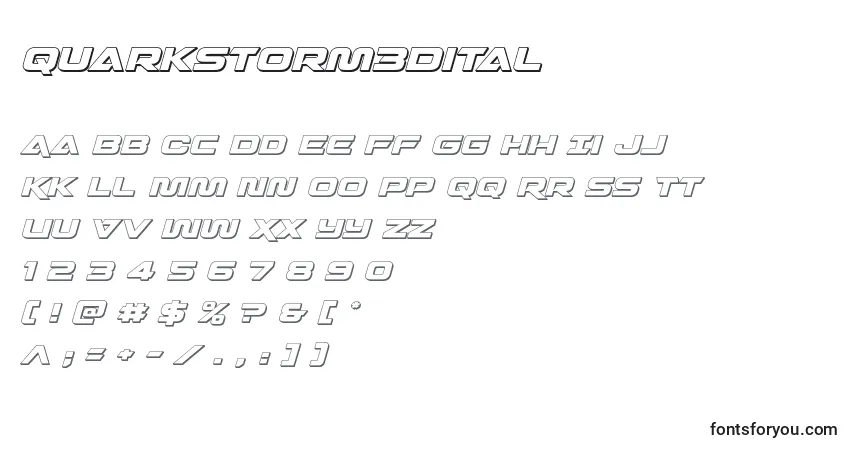 Quarkstorm3Dital-fontti – aakkoset, numerot, erikoismerkit