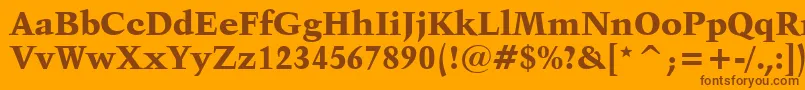 Kuenstler480BlackBt-Schriftart – Braune Schriften auf orangefarbenem Hintergrund
