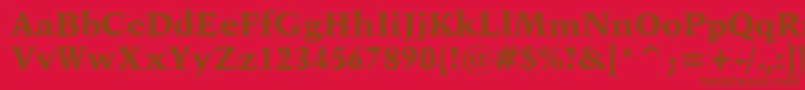 Fonte Kuenstler480BlackBt – fontes marrons em um fundo vermelho
