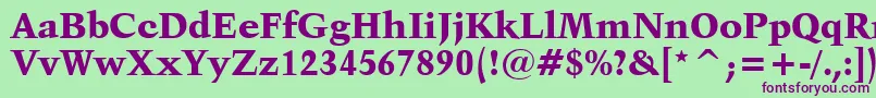 Kuenstler480BlackBt Font – Purple Fonts on Green Background