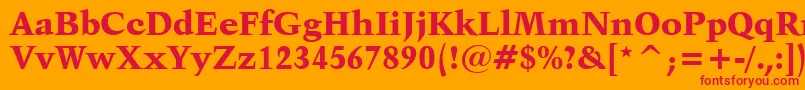 Weitere Informationen zur Kuenstler480BlackBt-Schriftart Kuenstler480BlackBt-Schriftart – Rote Schriften auf orangefarbenem Hintergrund