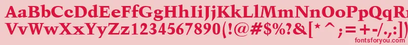 Fonte Kuenstler480BlackBt – fontes vermelhas em um fundo rosa