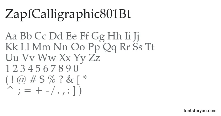 Czcionka ZapfCalligraphic801Bt – alfabet, cyfry, specjalne znaki