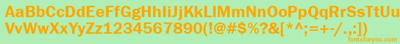 フォントFranklingothdemigtt – オレンジの文字が緑の背景にあります。