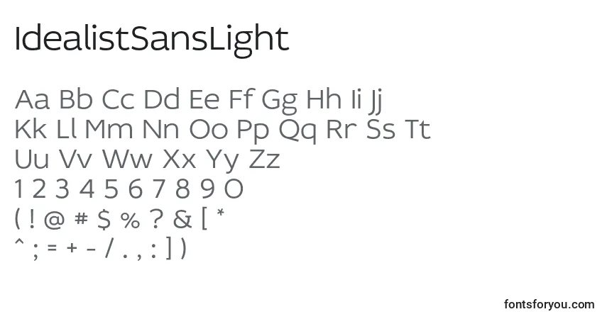 Шрифт IdealistSansLight – алфавит, цифры, специальные символы
