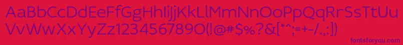 Fonte IdealistSansLight – fontes roxas em um fundo vermelho