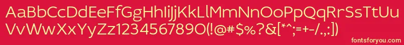 Fonte IdealistSansLight – fontes amarelas em um fundo vermelho